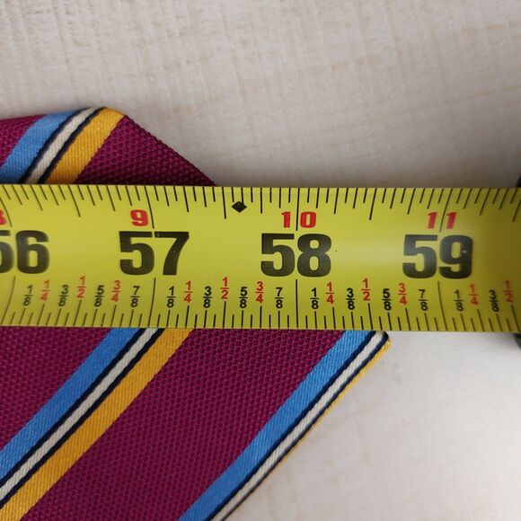 Vtg Lands End Necktie 100% Silk Stripe Pink Blue White 3.5x58.5/8 - Picture 3 of 4